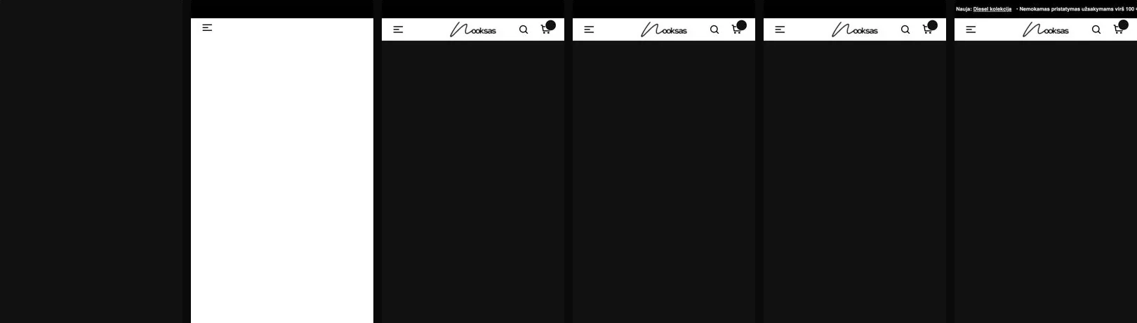 Before: the Nooksas homepage loading on a slow phone, frame by frame