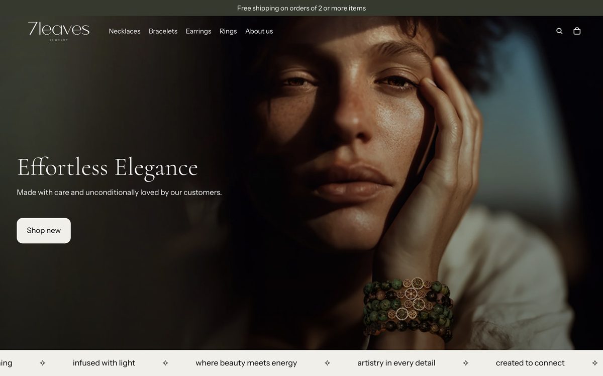 7 Leaves homepage on desktop