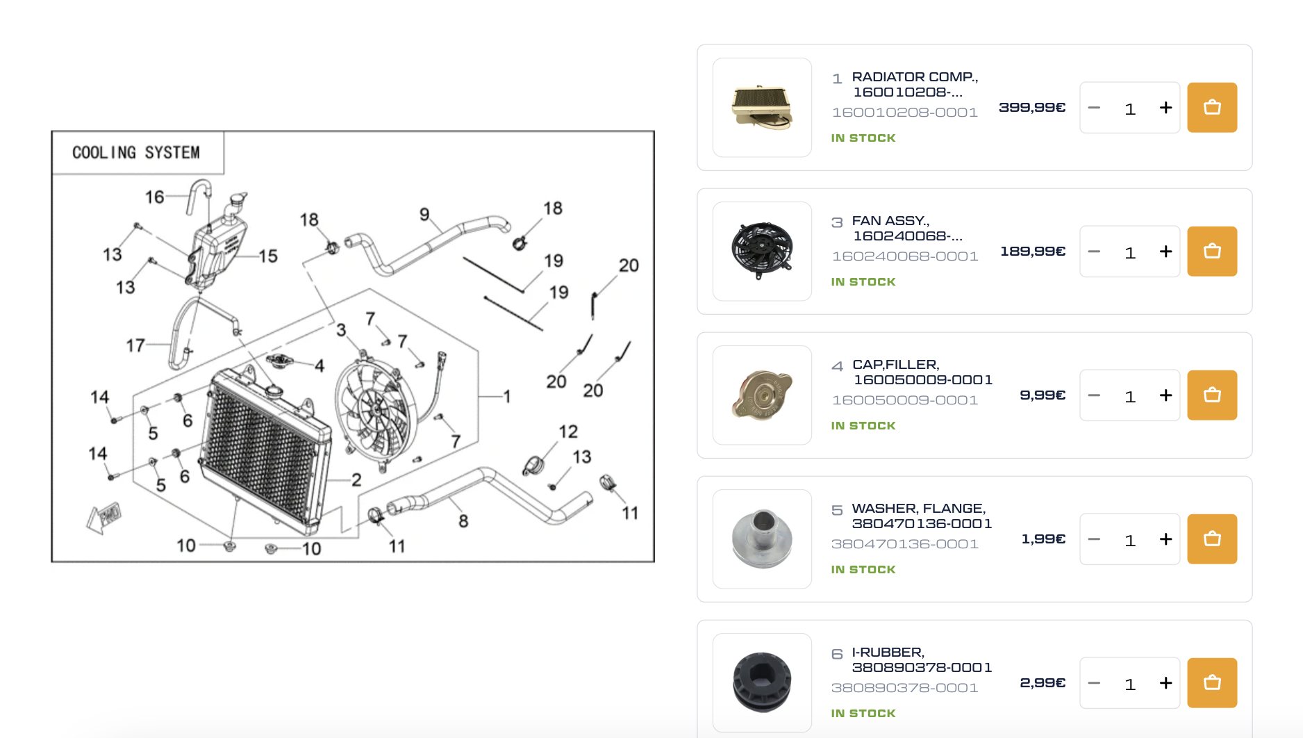 A manufacturer schema: 20 numbered components, and a customer trying to find one of them