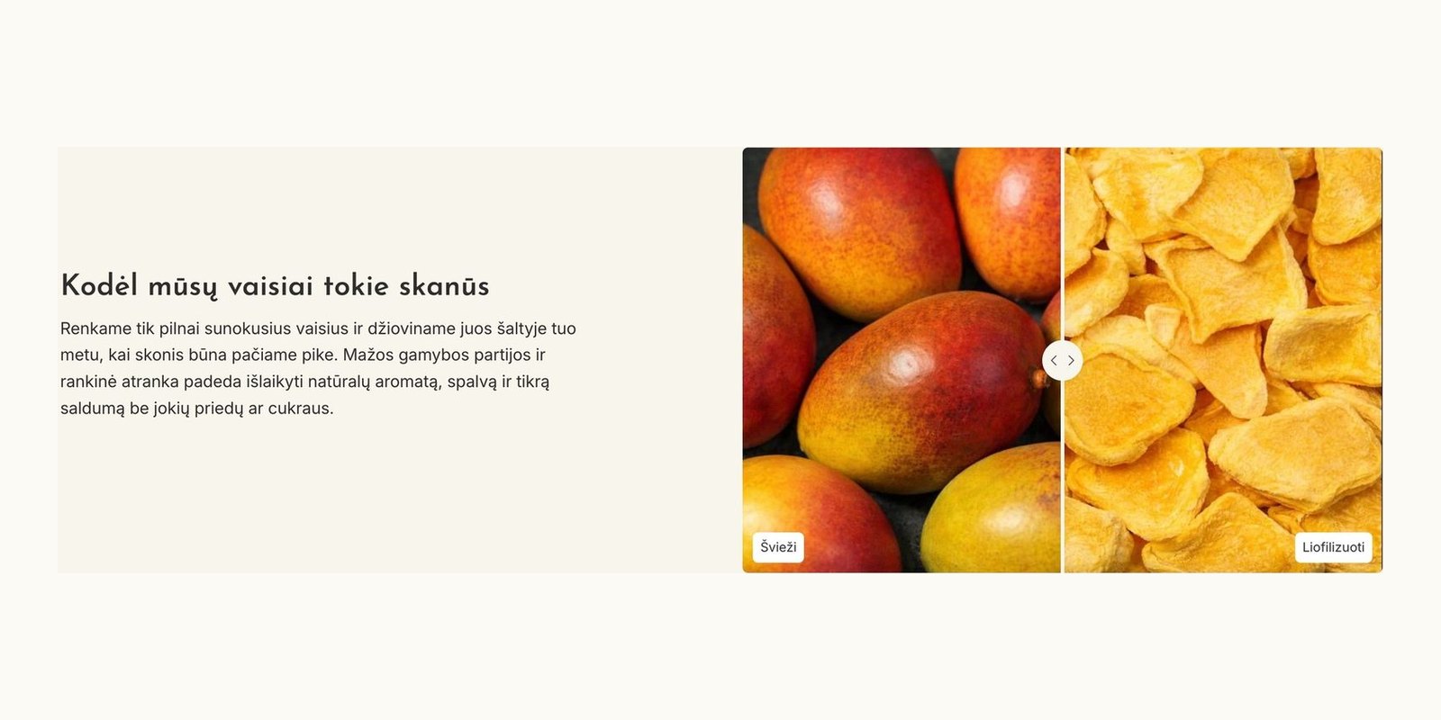 Slankiklis šviežiems ir liofilizuotiems vaisiams palyginti